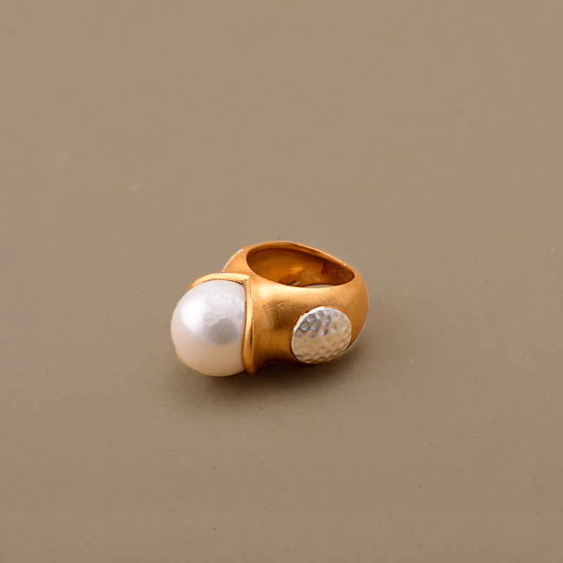 Alchemia Single Pearl Adjustable Ring - Charles Albert Inc